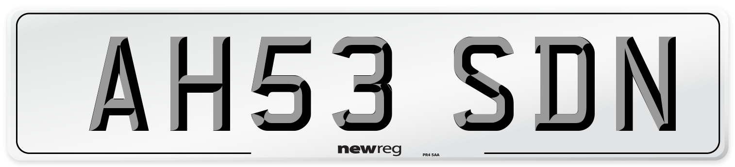 AH53 SDN Number Plate from New Reg
